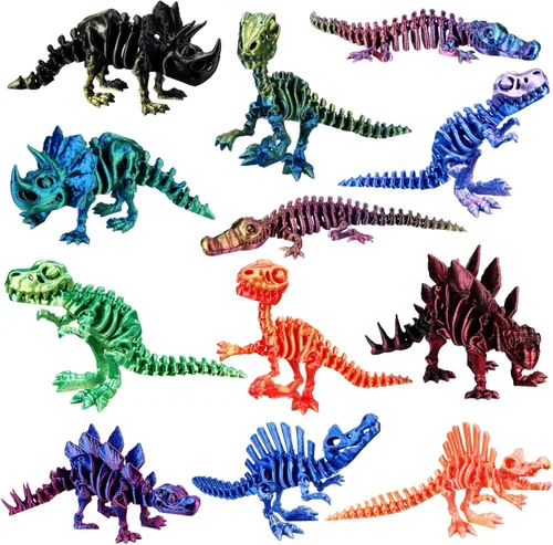 Miniatura 15 de Honoson 12 piezas de animales impresos en 3D 3D mini animales flexibles y articulados pequeños para aliviar el estrés de mascotas, para adultos