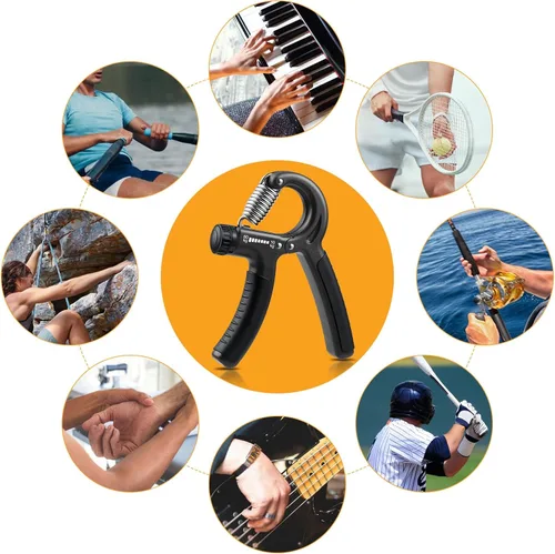 Miniatura 6 de NIYIKOW Paquete de 2 entrenadores de fuerza de agarre, fortalecedor de agarre de mano, resistencia ajustable de 22-132 libras (10-60 kg), Negro