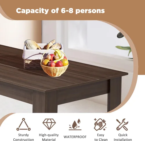 Miniatura 4 de AVAWING Mesa de cocina de madera para 4, mesa de comedor para 6-8 personas, mesas rectangulares grandes de granja, escritorio de madera con patas