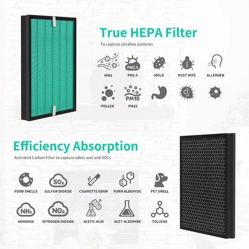 Miniatura 4 de Filtro de repuesto mejorado 150 para Coway Airmega 150 (AP-1019C) y purificador de aire Airmega 160, filtro HEPA verde verdadero y filtro de carbón