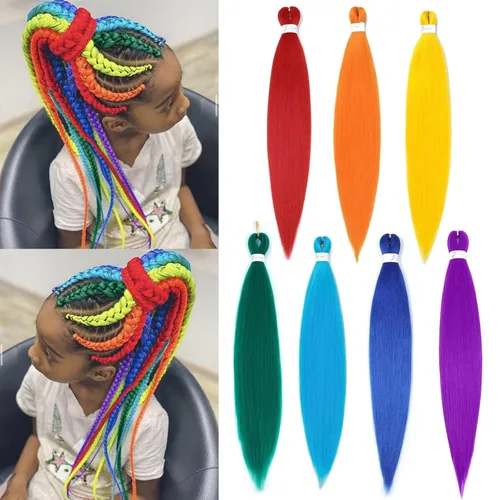 Miniatura 26 de Cabello trenzado preestirado de 18 pulgadas, 3 paquetes de cabello rubio miel preestirado, extensiones de cabello sintético profesional, sin