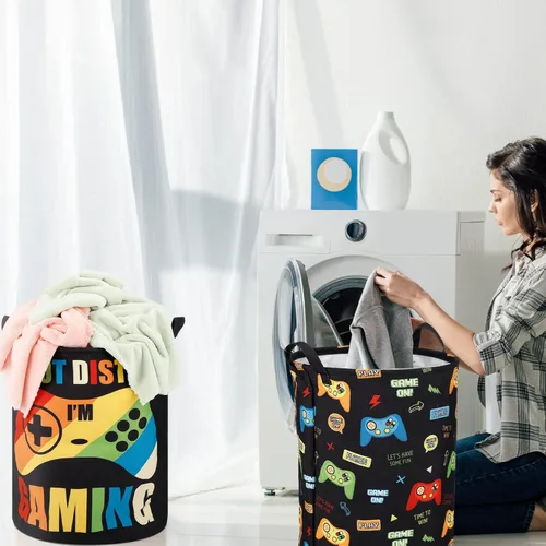 Miniatura 4 de Zhehao 2 Piezas Cesta de Ropa Sucia Gamer para Niños Cesta de Ropa Sucia para Niños Decoración de Habitación Gamer Cesta de Almacenamiento Gaming