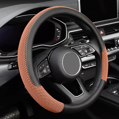 Miniatura 11 de KAFEEK Funda universal para volante, 15 pulgadas, piel de microfibra viscosa, transpirable, antideslizante, cálida en invierno y fresca en verano