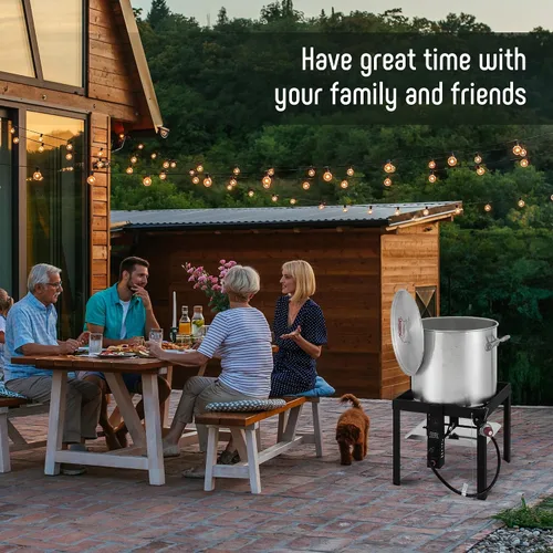 Miniatura 9 de Feasto Olla para hervir mariscos de 60 cuartos de galón con cesta y quemador, kit de olla y quemador de mariscos de aluminio con salida de 100,000