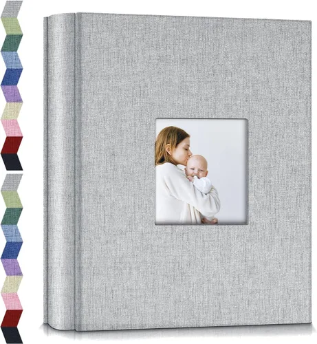 Miniatura 21 de Álbum de fotos popotop 4x6 - 100 fotos, libros de fotos con 100 bolsillos verticales, álbumes con cubierta de lino para fotos familiares, de boda