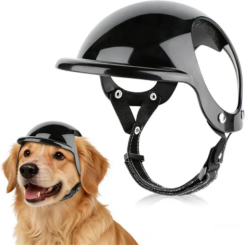 Miniatura 11 de LESYPET Casco para perro para perros pequeños, casco de motocicleta ajustable para perros con diseño de agujero para las orejas, ideal para montar