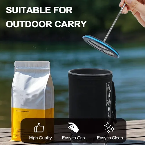 Miniatura 3 de Paquete de 2 cafeteras de prensa francesa de silicona compatibles con estufas de camping Jetboil Flash, cafetera de prensa francesa para estufas