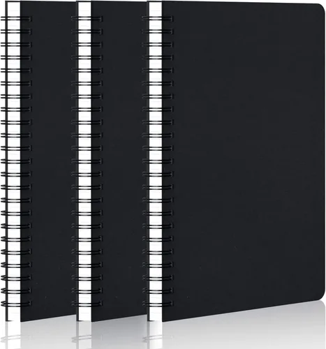 EUSOAR Cuaderno de espiral de papel cuadriculado, A5, paquete de 3 unidades de 5.5 x 8.3 pulgadas, 120 páginas de tapa dura, cuaderno de bocetos