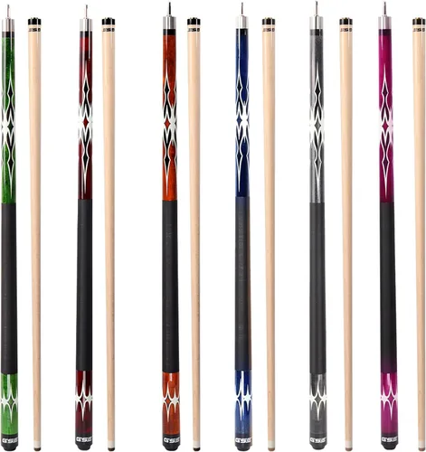 GSE Games & Sports Expert 58" 2-Piece Canadian Maple Hardwood Billiard Pool Cue Sticks for Men/Women, House or Commercial/Bar Use (Several Colors, 6