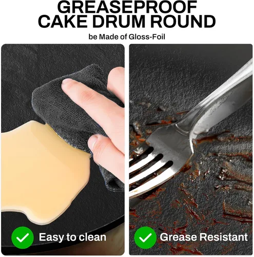 Miniatura 3 de Paquete de 4 tambores para pasteles de 8 pulgadas a prueba de grasa, tambor redondo sólido para tartas, suministros de decoración a prueba de Negro