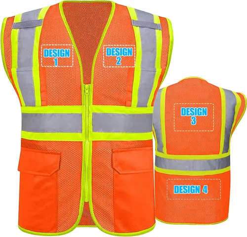 Miniatura 20 de Chalecos de seguridad con logotipo personalizado (S, M, L, XL, 2XL, 3XL, 4XL) Chalecos de seguridad reflectantes de alta visibilidad Clase 2