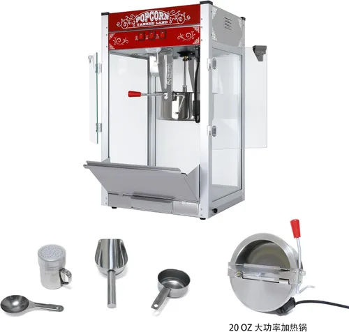 Miniatura 3 de Máquina comercial de palomitas de maíz de 16 onzas, 1440 W de acero inoxidable estilo teatro, hace 80 tazas, control de 3 interruptores, puertas