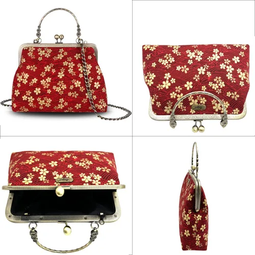 Miniatura 132 de Bolso floral con asa superior, bolso de noche Kiss Lock para mujer, bolso vintage