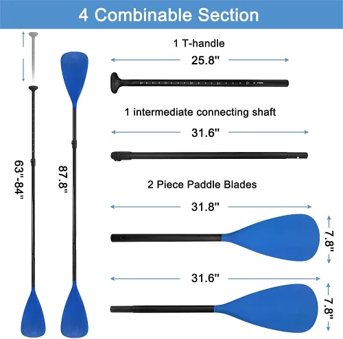 Miniatura 4 de LBW SUP Paddle Board Paddle Stand Up Paddleboard Paddles - 3 o 4 piezas de aleación flotante portátil SUP Kayak Paddle ajustable de 2 lados Paleta
