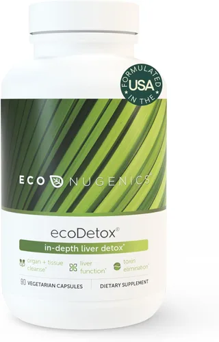 EcoNugenics ecoDetox Suplemento para desintoxicación hepática y limpieza corporal total – Ayuda a mejorar la salud digestiva y la energía –
