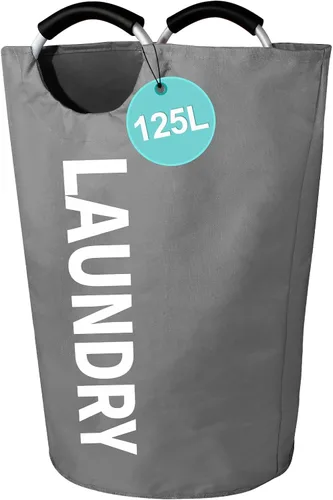 Miniatura 22 de WOOHA Cesta de lavandería grande de 115 litros, cesta plegable para ropa, cestas altas de tela plegables para dormitorio, armario, baño, Rosa