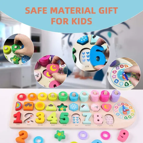 Miniatura 4 de QZMTOY Juguetes Montessori de aprendizaje educativo preescolar para niños, rompecabezas para niños pequeños, clasificador de formas de números, Arco