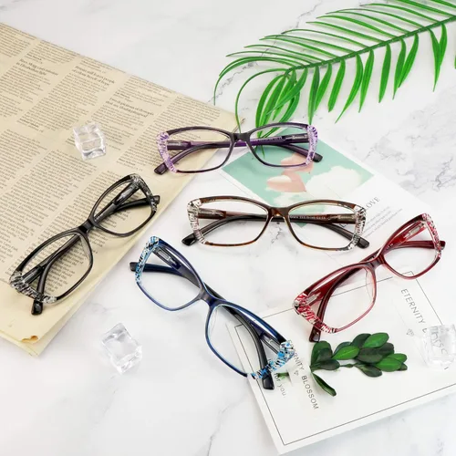 Miniatura 7 de VisionGlobal 5 Pairs Reading Glasses with Spring Hinge, Blue Light Blocking Glasses for Women/Men Color Grace-5