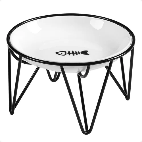 Miniatura 8 de Cuencos Elevados de Cerámica para Gatos - Juego de Cuencos para Gatos Amigable con Vibrissas, Anti-Vómito, Elegante e Higiénico