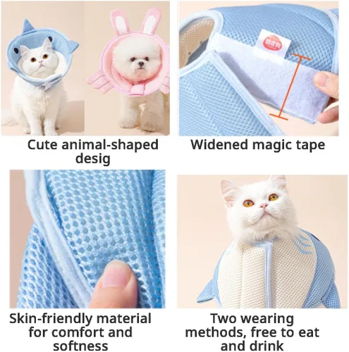 MANON ROSA Collar electrónico de cono para gato: suave después de la cirugía, collar isabelino ajustable, lindo diseño de animales para perros,