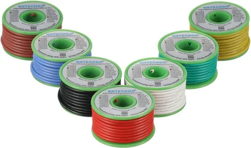 Miniatura 36 de BNTECHGO Carrete de alambre de silicona de calibre 16, rojo de 25 pies y negro, 25 pies, 2 cables separados, alambre de cobre estañado flexible