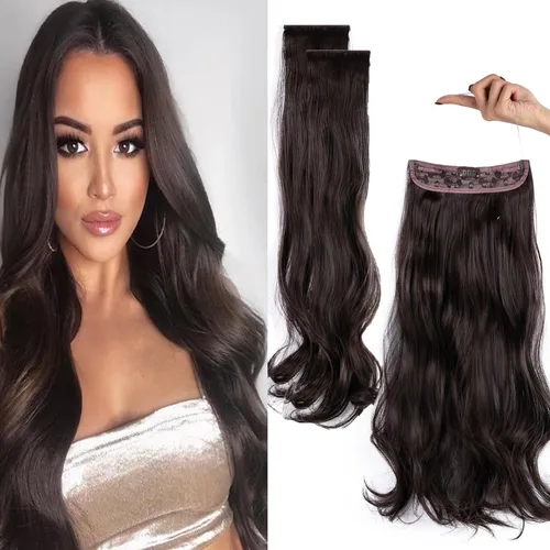 Miniatura 12 de Extensiones de cabello invisibles con halo mejorado con 3 piezas de diadema ajustable, largo, ondulado, extensiones de cabello rubio decolorado