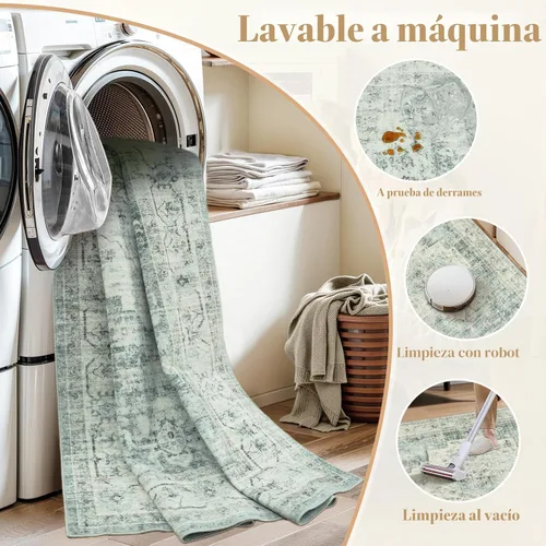 Miniatura 7 de LIVEBOX Alfombra Pasillo Lavable de 2x6 pies para Baño, Tapetes Antideslizantes para Cocina y Entrada de Piso, Tapete Bohemio Interior para Puerta