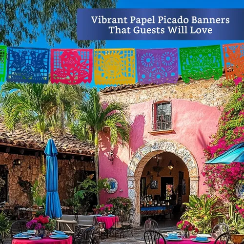 Miniatura 9 de Pancartas de fiesta mexicana (paquete de 5 con 10 banderas de plástico por bandera), papel picado mexicano para fiesta, papel picado de plástico