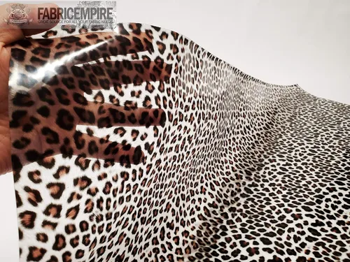 Miniatura 4 de Tela de tapicería de vinilo plástico con estampado de leopardo transparente, calibre 30, 54 pulgadas de ancho, vendido por yarda (marrón)