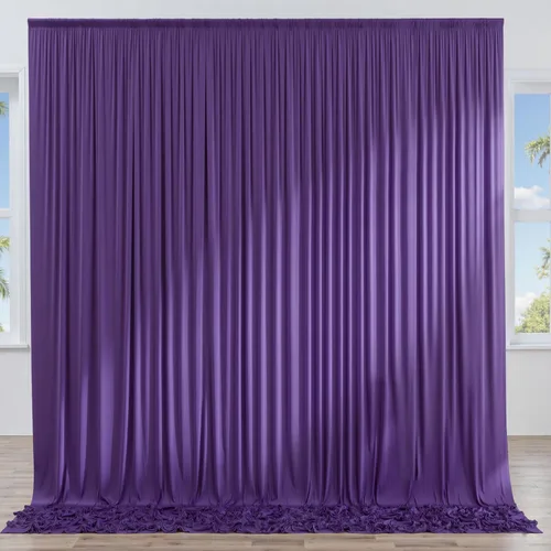 Miniatura 51 de Cortinas de telón de fondo granate de 10 pies x 10 pies sin arrugas para fiestas, 2 paneles de cortinas de telón de fondo de poliéster sedoso