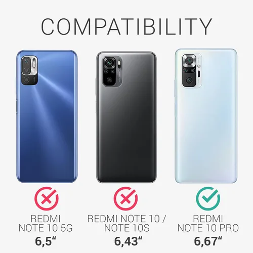 Miniatura 6 de kwmobile Funda compatible con Xiaomi Redmi Note 10 Pro - Funda de silicona TPU con acabado suave - Negro