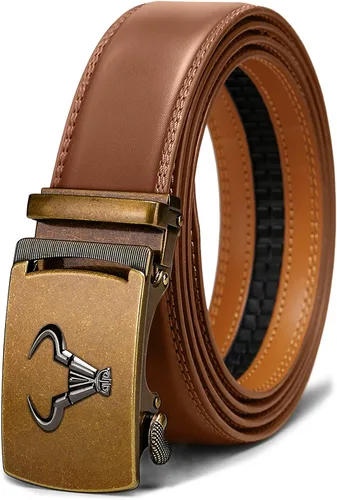 BULLIANT Cinturón de los hombres, correa del trinquete de la marca de cuero genuino para el vestido de los hombres del regalo, tamaño modificado