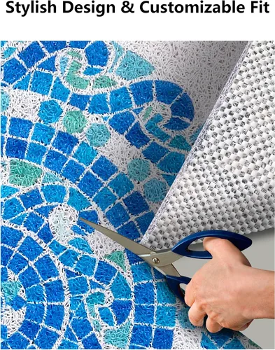 Miniatura 3 de Tapete de ducha cuadrado, Yonala de 24 x 24 pulgadas, elegante tapete de ducha antideslizante para ducha interior, tapete de ducha antideslizante