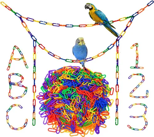 Miniatura 11 de 200 piezas de eslabones de plástico negro y juguetes - Clip en C entrelazado para jaula de pájaros accesorios para periquitos, planeadores