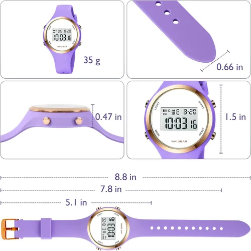 Miniatura 53 de Women LED Display Elecreonic Watch Fashion Chrono Alarm Digital Clock Woman Outdoor Sport Wirstwatch