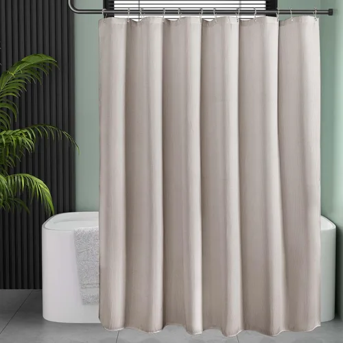 Miniatura 2 de AmazerBath Cortina de Ducha Waffle de 78 Pulgadas de Largo, Cortina de Ducha de Tela Caqui Resistente 240GSM, Cortinas de Ducha de Baño de Calidad