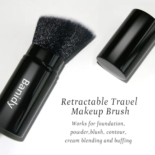 Miniatura 6 de Brocha de maquillaje Kabuki para la cara, retráctil, cepillo Kabuki de viaje, portátil, impecable para base, rubor en polvo, bronceador, pulido
