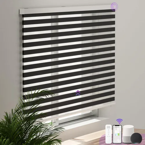 Miniatura 13 de Persianas motorizadas de cebra para ventana: Astomi - Persiana enrollable sin cordón con control remoto, persianas inteligentes funciona con Google