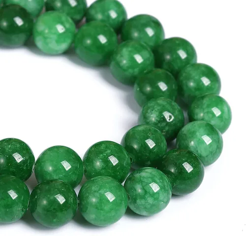 Miniatura 2 de 10 MM 38 PIEZAS Cuentas sueltas de jade verde nublado de piedra natural para hacer joyas, pulseras, collares, 1 hebra de 15