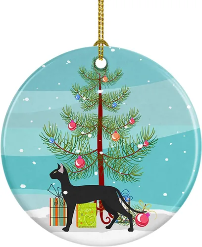 Miniatura 145 de Caroline's Treasures Adorno de cerámica con texto en inglés "Merry Christmas" para colgar en el árbol de Navidad, decoración para el hogar, Navidad