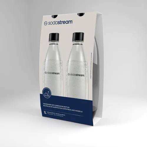 Miniatura 2 de SodaStream - Paquete doble de botellas delgadas de 1 litro aptas para lavavajillas (color negro)