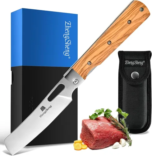 Miniatura 9 de ZhengSheng Cuchillo de Chef Plegable 4.8" Hoja de Acero Inoxidable 440A Afilada Mango de Madera Cuchillo de Cocina Plegable de Bolsillo Estilo #2