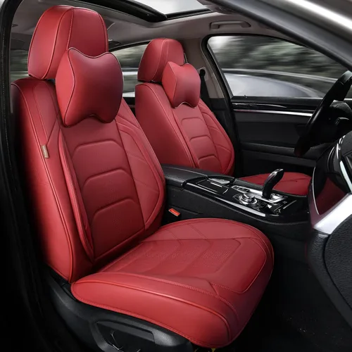 Miniatura 8 de TIEHESYT - Fundas de asiento de auto color negro, fundas de cuero transpirable para asientos delanteros y reposacabezas, ajuste interior universal