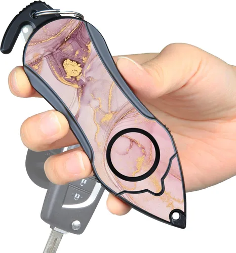 Miniatura 10 de Alarma personal de emergencia, alarma de seguridad, cortador de cinturón de seguridad, cortador de vidrio, llavero de autodefensa/protección, suena