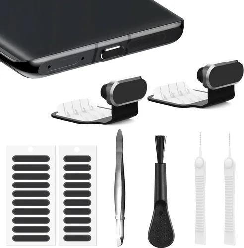 Enchufe antipolvo USB C, para teléfonos con puerto de carga USB tipo C, kit de tapa antipolvo USB C con malla de altavoz y accesorios de montaje