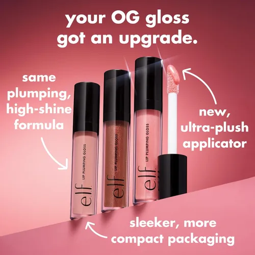 Miniatura 5 de e.l.f. Brillo de labios con efecto voluminizador, color transparente de alto brillo, hidrata y crea labios más llenos con vitamina E, vegano y sin