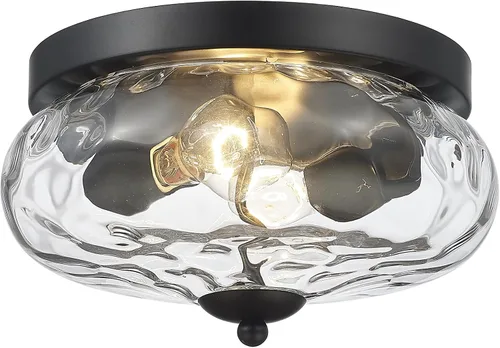 Miniatura 12 de Luminarias de techo de montaje empotrado Darkaway para interior y exterior con pantalla de vidrio ondulado para pasillo, cocina, recámara, porche