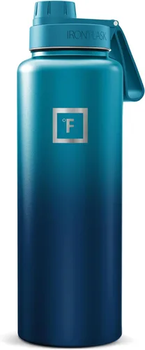 Miniatura 48 de IRON °FLASK Frasco de hidratación para acampar y senderismo con pajilla, botella de agua deportiva de acero inoxidable con aislamiento de boca Dark