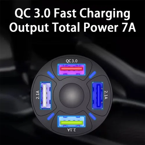 Miniatura 6 de Ankuee Cargador de coche USB, 4 puertos de 50 W con carga QC 3.0 súper rápida, adaptador de cargador USB para encendedor de cigarrillos, accesorios