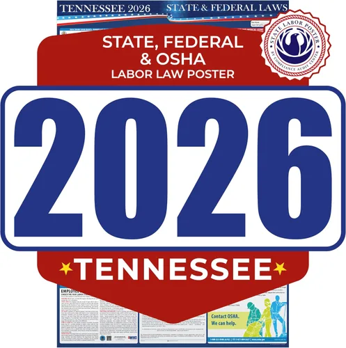 Póster de la ley laboral estatal y federal de Tennessee 2026 - Cumple con OSHA en el lugar de trabajo - Publicación de regulaciones obligatorias
